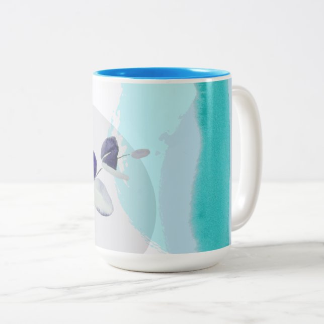 Botanical Boho Cyan Lila Två-Tonad Mugg (Framsida höger)