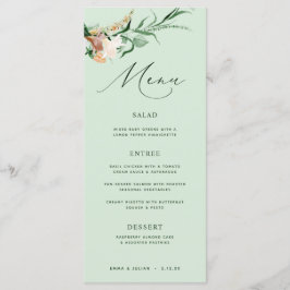 Botanical Boho Greenery Neutralt Sage Bröllop Menu Meny