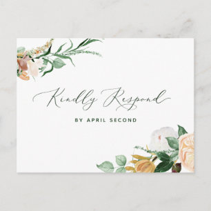 Botanical Boho Greenery Neutralt White Bröllop OSA Inbjudan Vykort