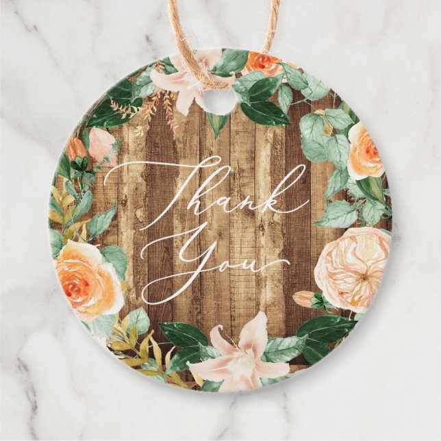 Botanical Boho Greenery Rustic Wood Tack Gåvor Etiketter (Framsida)