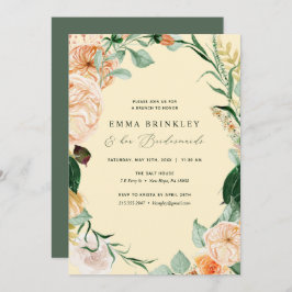 Botanical Boho Gult Bridesmaids Luncheon Brunch Inbjudningar