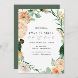 Botanical Boho Neutralt Bridesmaids Luncheon Brunc Inbjudningar