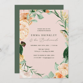 Botanical Boho Rosa Bridesmaids Luncheon Brunch Inbjudningar