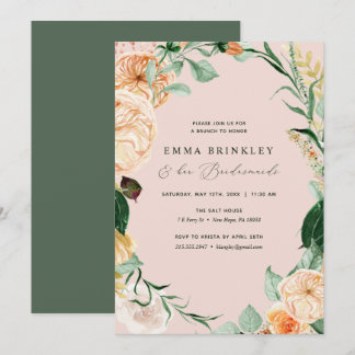 Botanical Boho Rosa Bridesmaids Luncheon Brunch Inbjudningar