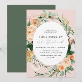 Botanical Boho Rosa Bridesmaids Luncheon Brunch Inbjudningar