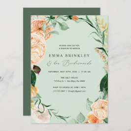 Botanical Boho Sage Bridesmaids Luncheon Brunch Inbjudningar