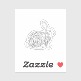 Botanical Bunny Silhouette Floral Line Art Sticker Klistermärken
