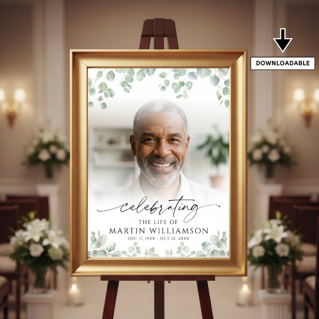 Botanical Celebrating the Life of Photo Funeral Poster (Skapare uppladdad)