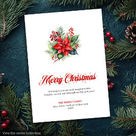 Botanical Christmas Bouquet Printable Greeting  Julkort