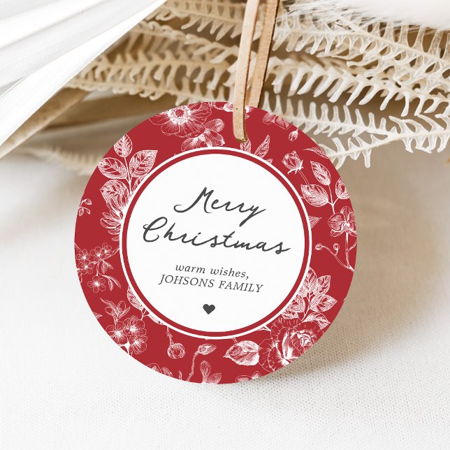 Botanical Christmas Gåvor Etiketter (Christmas Family Holiday Favor Tags)