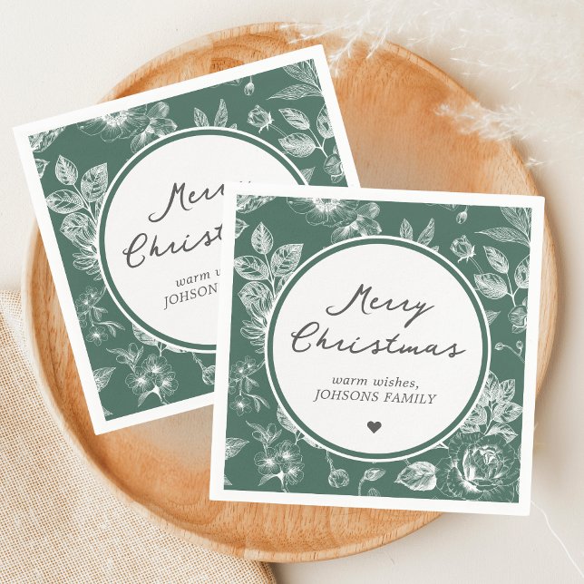 Botanical Christmas Pappersservett (Christmas Family Holiday Napkin)