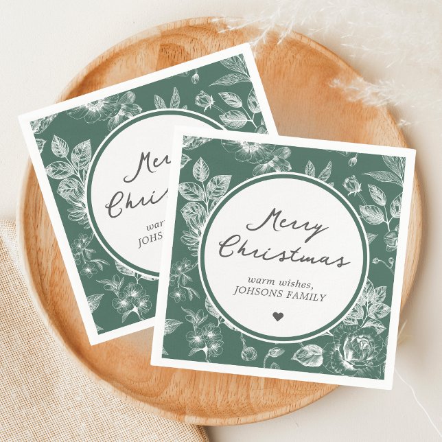 Botanical Christmas Pappersservett (Christmas Family Holiday Napkin)