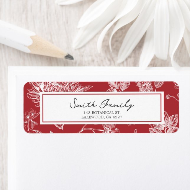 Botanical Christmas Return Address Label Returadress Etikett (Insitu)