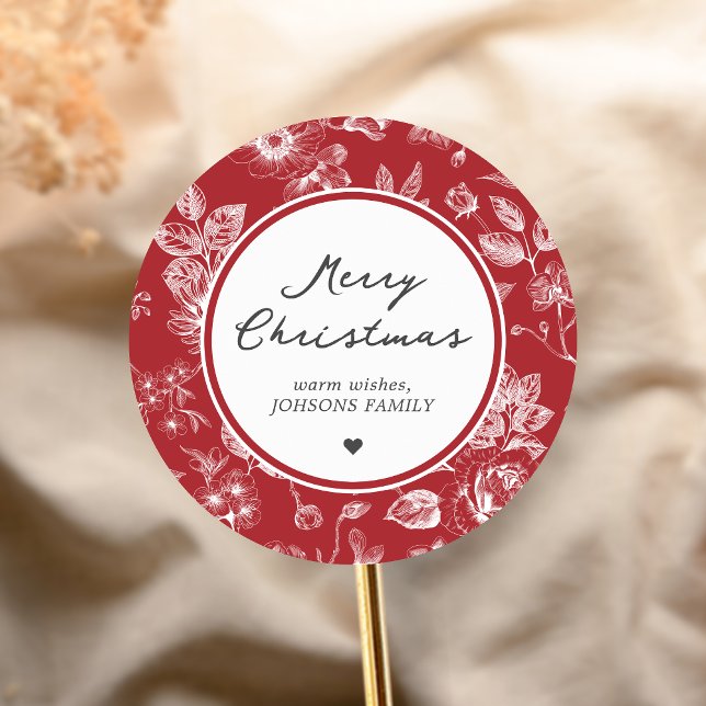 Botanical Christmas Runt Klistermärke (Christmas Family Holiday Sticker)
