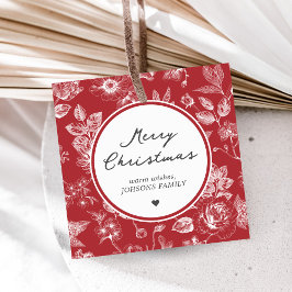 Botanical Christmas Square Favor Tags Gåvor Etiketter