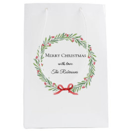 Botanical Christmas Wreath Modern Script