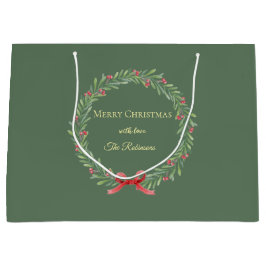 Botanical Christmas Wreath Modern Script