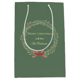 Botanical Christmas Wreath Modern Script