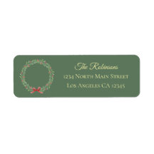 Botanical Christmas Wreath Modern Script Address