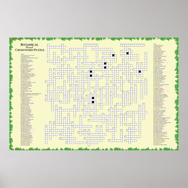 Botanical Crossword 156 växter för att hitta Funny Poster (Framsidan)