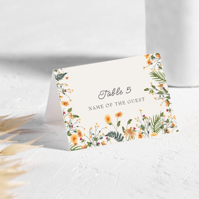 Botanical Daffodils Daisy Peony Wedding Place card Bordsnummer (Skapare uppladdad)