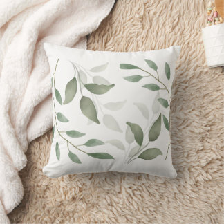 Botanical Delicate Green Leaves Design Kudde