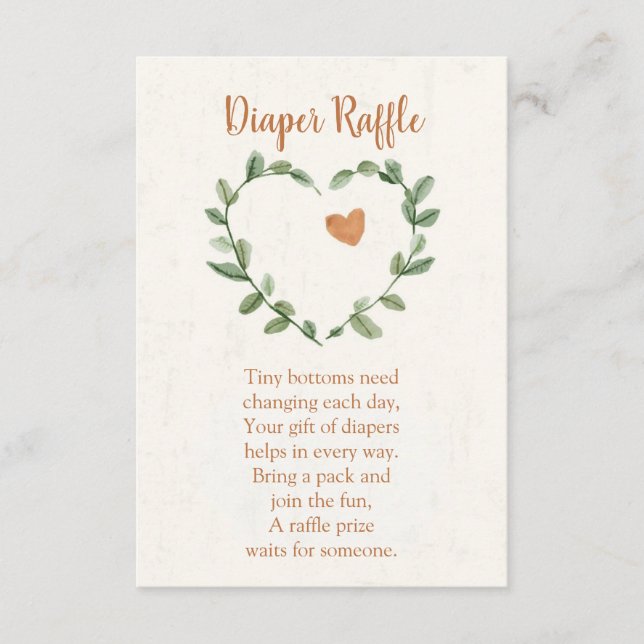 Botanical Diaper Raffle Card – Minimal Eucalyptus Tilläggskort (Framsida)