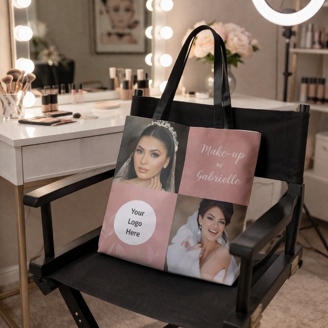 Botanical Dusty Rose Boho Photo White Script Logo Tygkasse (Skapare uppladdad)