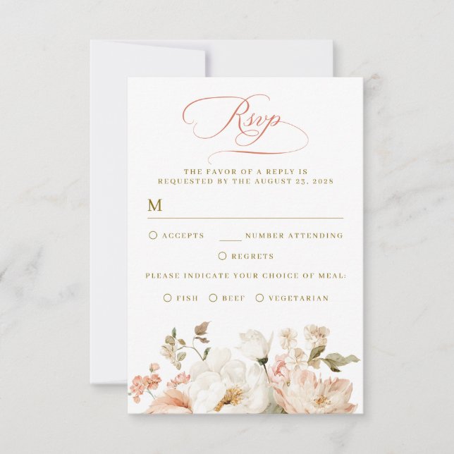 Botanical Elegant Floral Wedding RSVP Cards OSA Kort (Framsida)