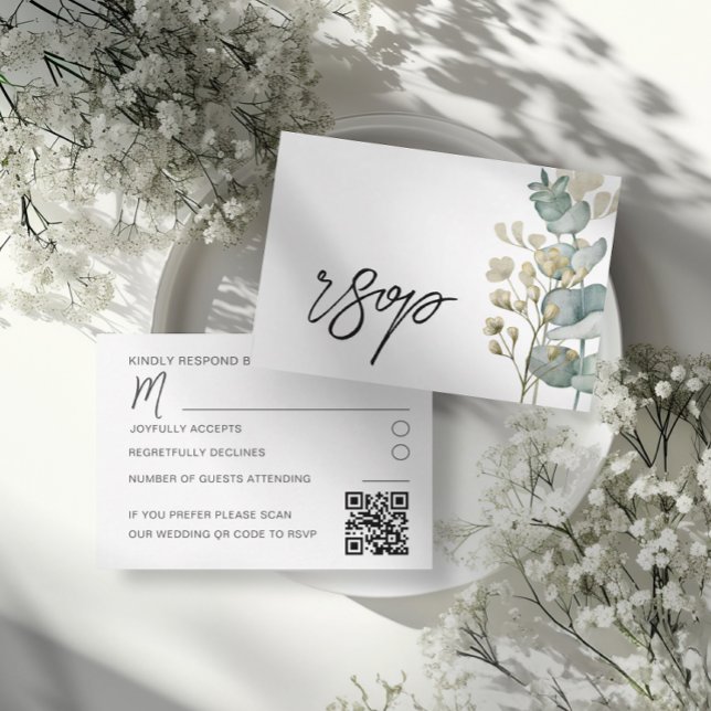 Botanical Eucalyptus Wedding RSVP Card OSA Kort (Skapare uppladdad)