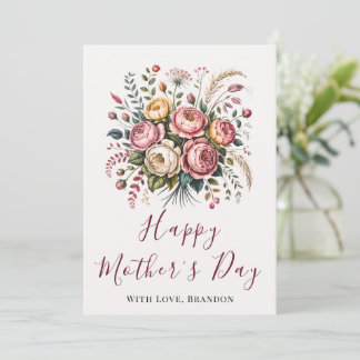 Botanical Floral Happy Mothers Day Card Kort