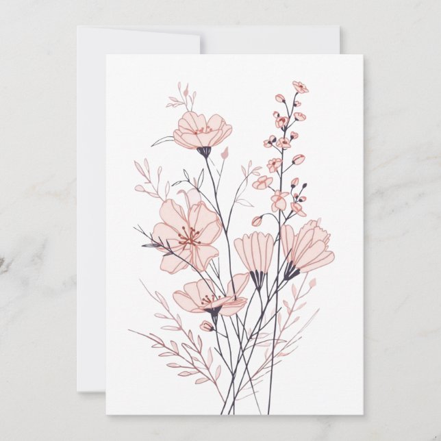 Botanical Floral Illustration | Minimal Nature Aes Julkort (Framsida)