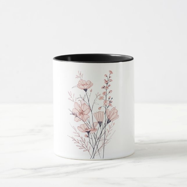 Botanical Floral Illustration | Minimal Nature Aes Mugg (Center)