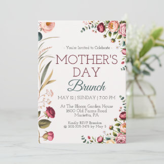 Botanical Floral Mothers Day Brunch Invitation Inbjudningar