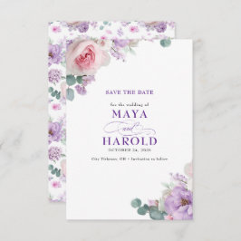Botanical Floral Purple and Pink Save The Date Spara Datumet