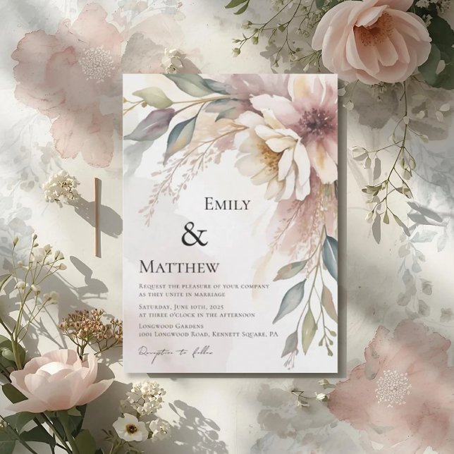 Botanical Floral Wedding Invitation Inbjudningar (Skapare uppladdad)