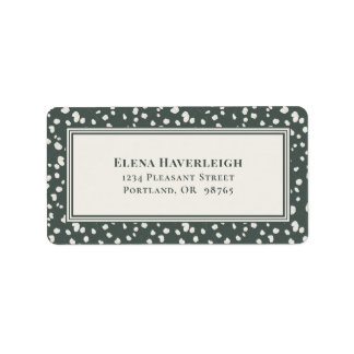 Botanical Forest Green Wildflower Lunaria Custom Adressetikett