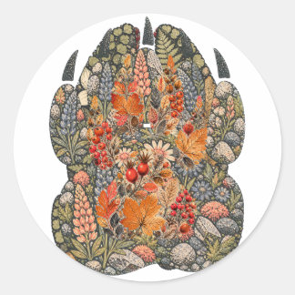 Botanical Fox Paw Autumn Hedgerow Nature Sticker Runt Klistermärke