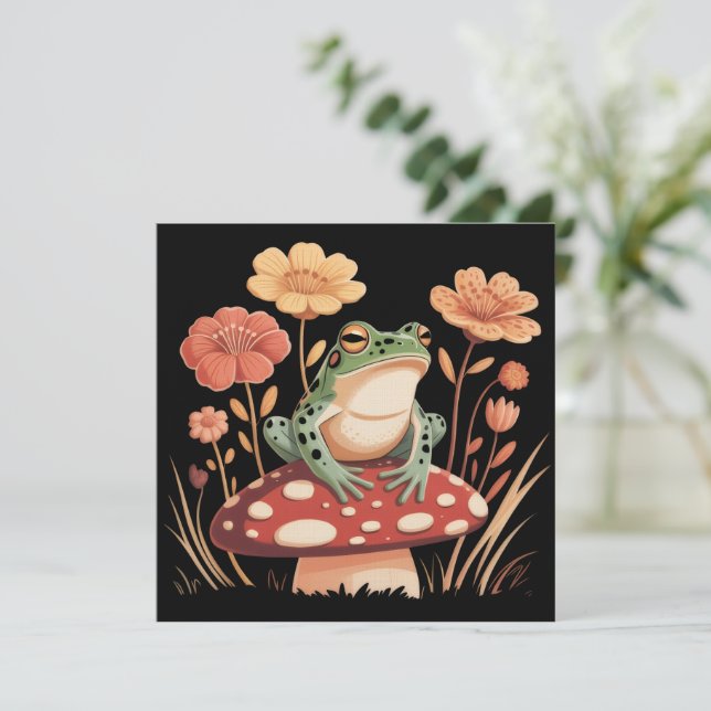 Botanical Frog Lovers Gifts Floral Flower Nature Inbjudningar (Stående Fram)