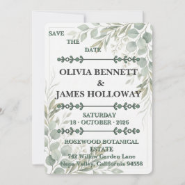 Botanical Garden Romance Save the Date Card Spara Datumet