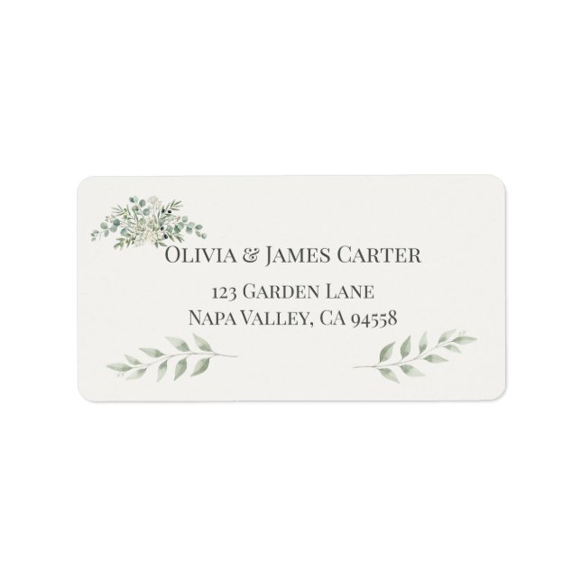 Botanical Garden Romance Wedding Address Labels Adressetikett (Framsidan)