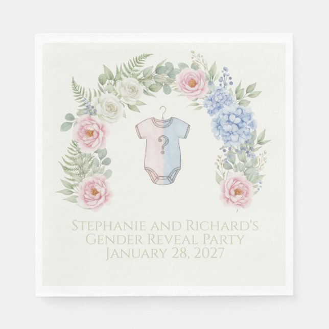 Botanical Gender Reveal Napkin Pappersservett (Framsidan)