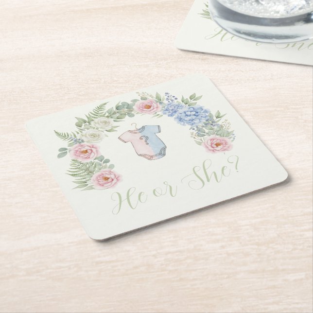 Botanical Gender Reveal Underlägg Papper Kvadrat (Vinklad)