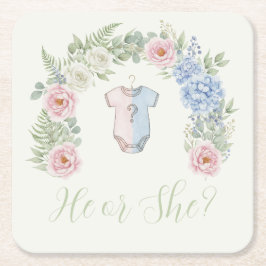 Botanical Gender Reveal Underlägg Papper Kvadrat