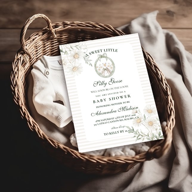 Botanical Gingham Silly Goose Baby Shower Inbjudningar (Skapare uppladdad)