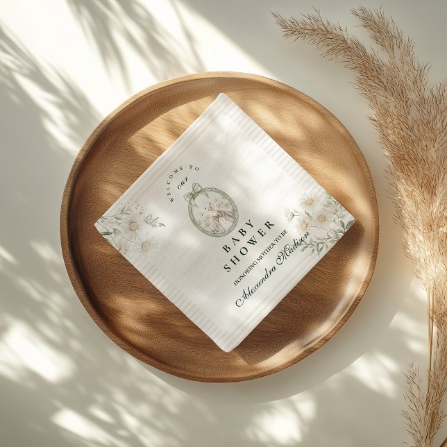 Botanical Gingham Silly Goose Baby Shower Pappersservett (Skapare uppladdad)