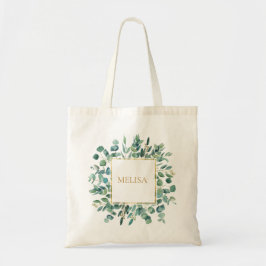 Botanical Gold Greenery Eucalyptus Tote Bag Tygkasse