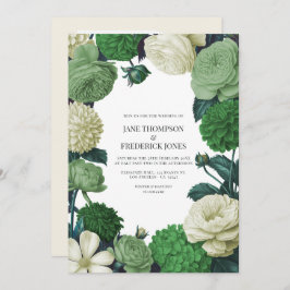 Botanical Green, Fern Shadow & Ivory Bud Wedding Inbjudningar