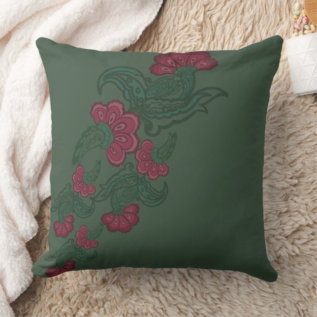 botanical green leaf pillow kudde (Filt)
