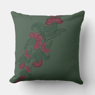 botanical green leaf pillow kudde